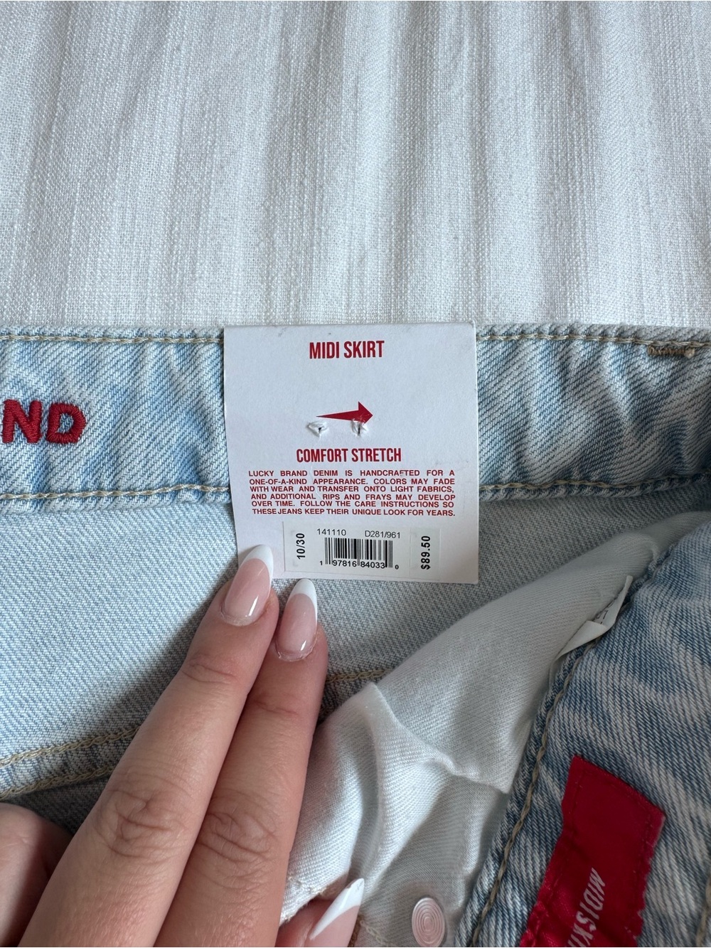 Lucky Brand Light Wash Denim Midi Skirt – NWT – Size 10